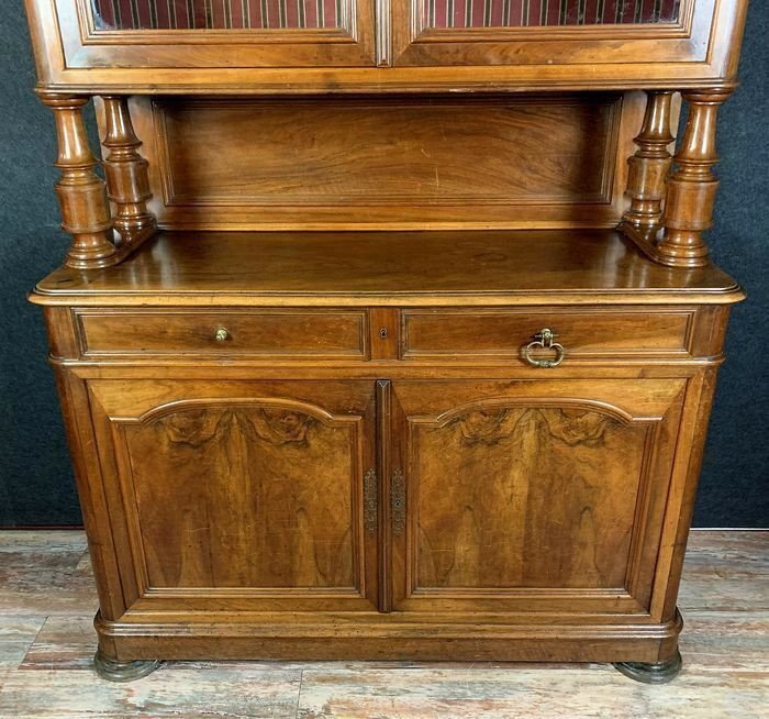 Parisian Library Buffet Louis Philippe Period In Walnut-photo-3