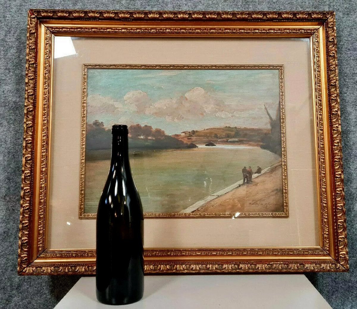 French School Around 1900: Oil On Panel Signed / View Of The Doria River (chambéry)-photo-3