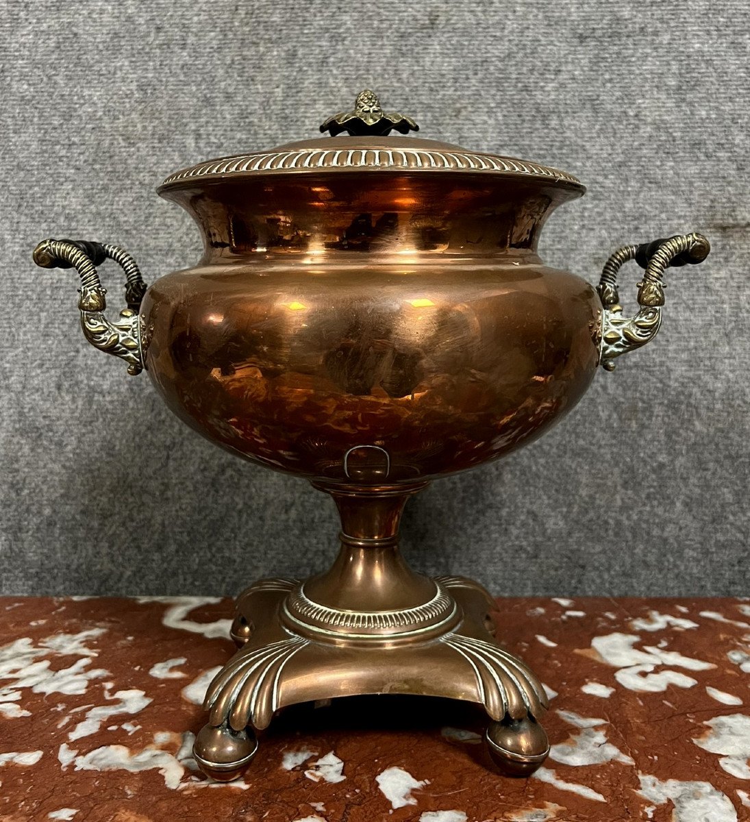 Large Samovar / Russian Kettle In Red Copper 