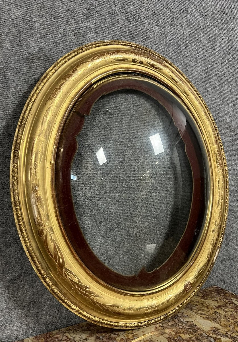 Gilded Leaf Frame With Curved Glass Napoleon III Period -photo-1
