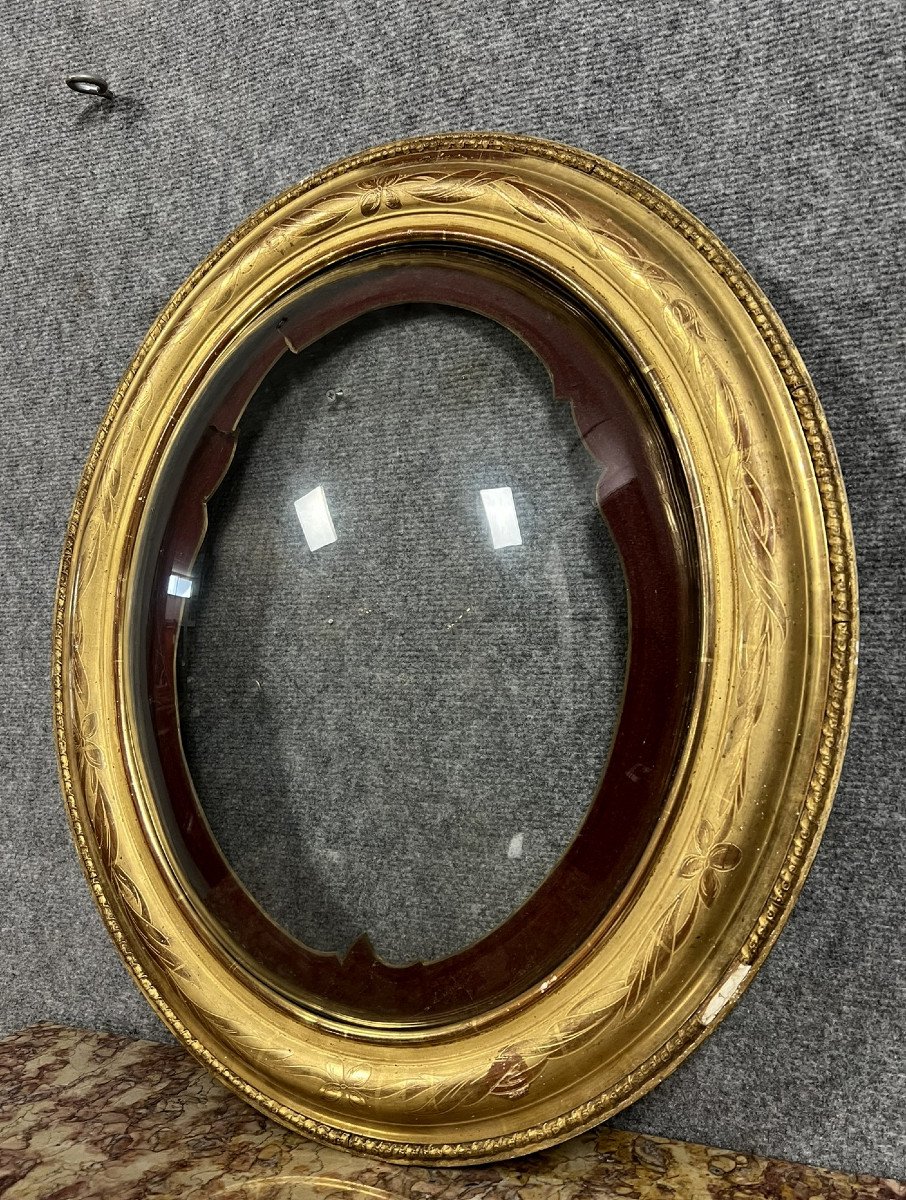 Gilded Leaf Frame With Curved Glass Napoleon III Period -photo-2