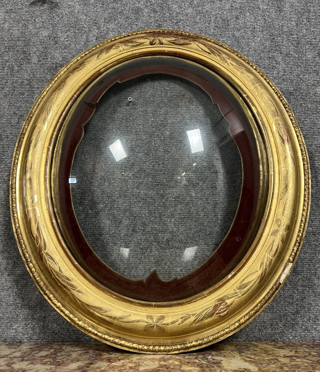 Gilded Leaf Frame With Curved Glass Napoleon III Period -photo-3