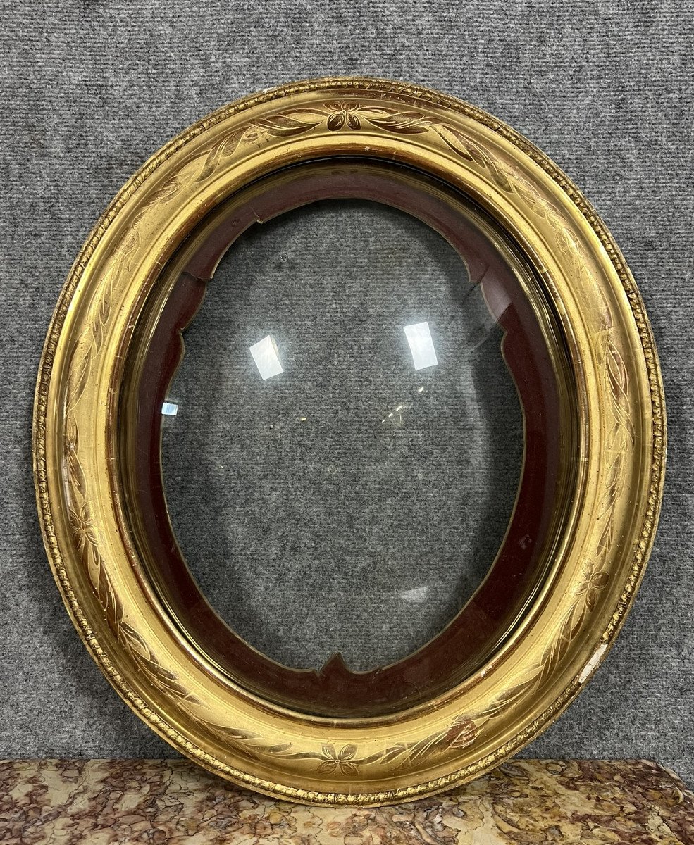 Gilded Leaf Frame With Curved Glass Napoleon III Period 