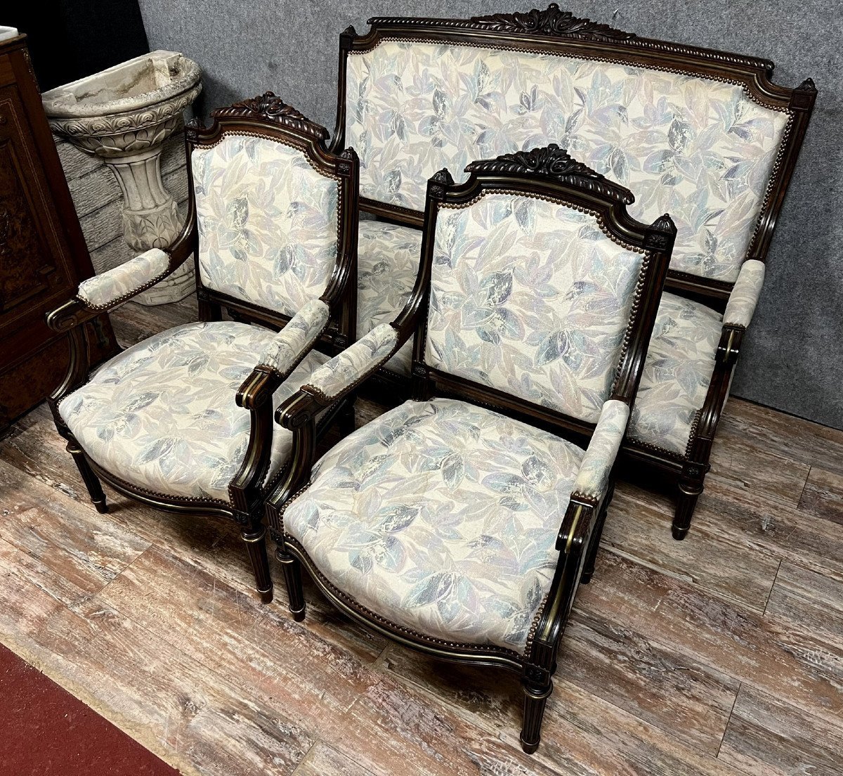 Salon De Style Louis XVI En Palissandre Et Dorure -photo-4