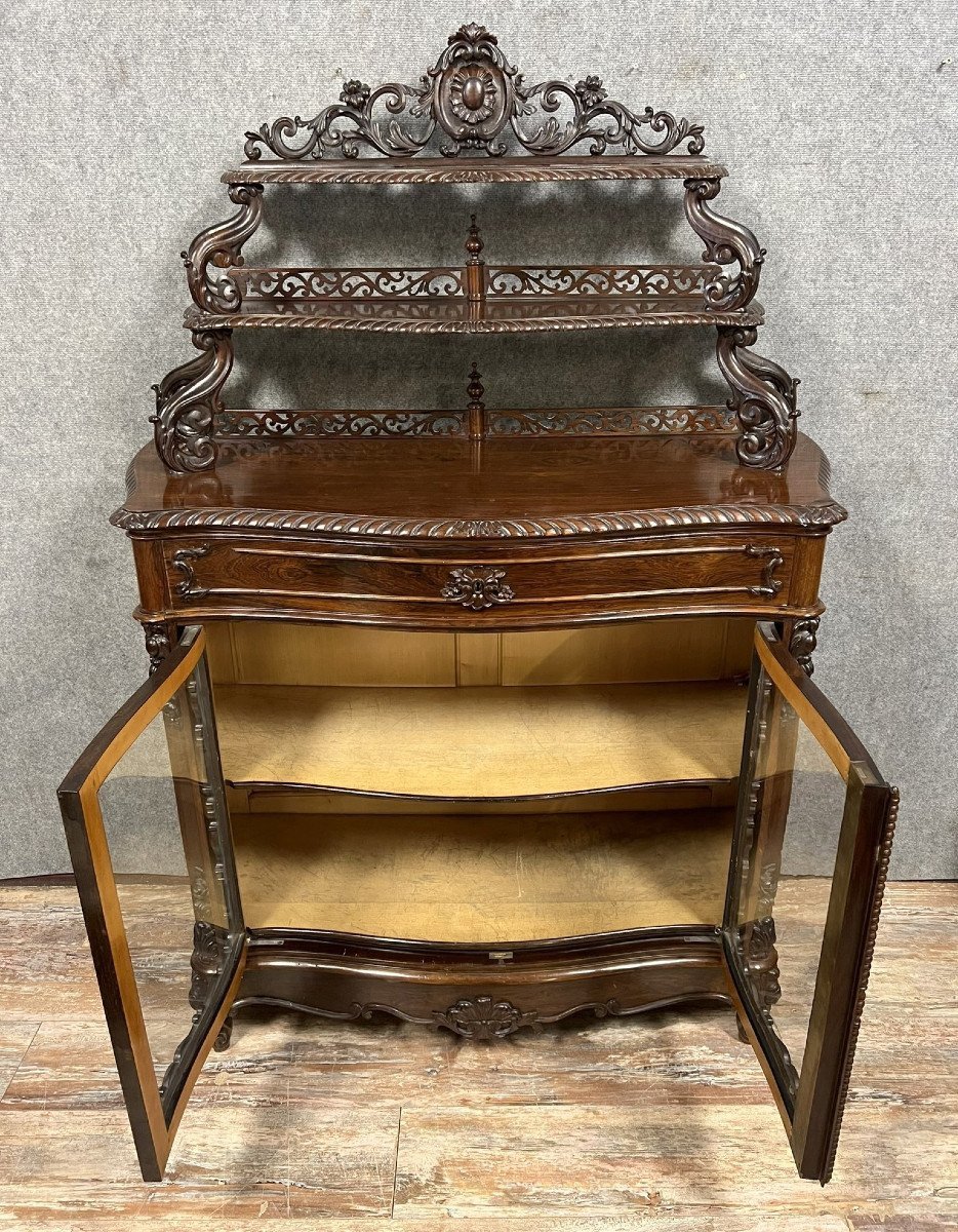 Vitrine Bibliothèque Galbée époque Napoléon III En Acajou-photo-1