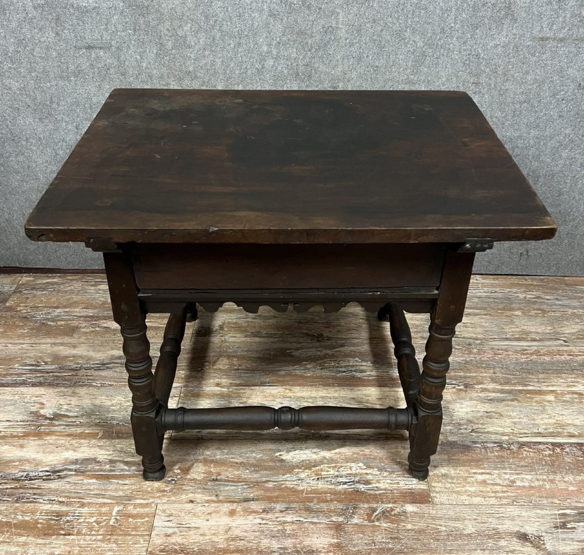 Bureau De Changeur époque Louis XIII En Noyer Massif -photo-6