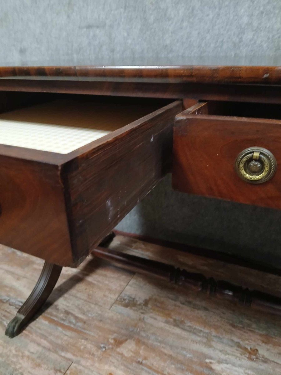 English Napoleon III Style Mahogany Center Flat Desk -photo-3