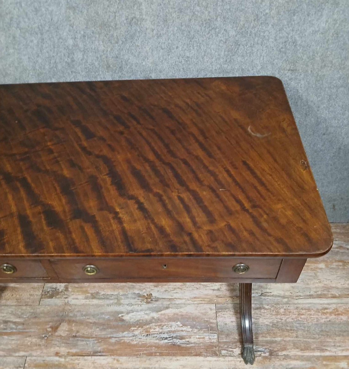 English Napoleon III Style Mahogany Center Flat Desk -photo-7