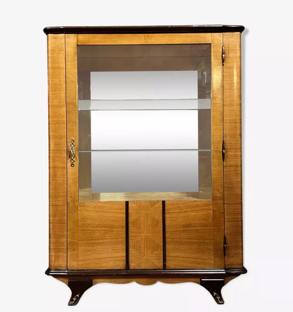 Art Deco Period Display Cabinet In Rosewood And Blackened Wood -photo-2