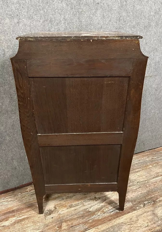 Louis XV Style Fully Curved Secretary In Precious Wood Marquetry Circa 1850-photo-8