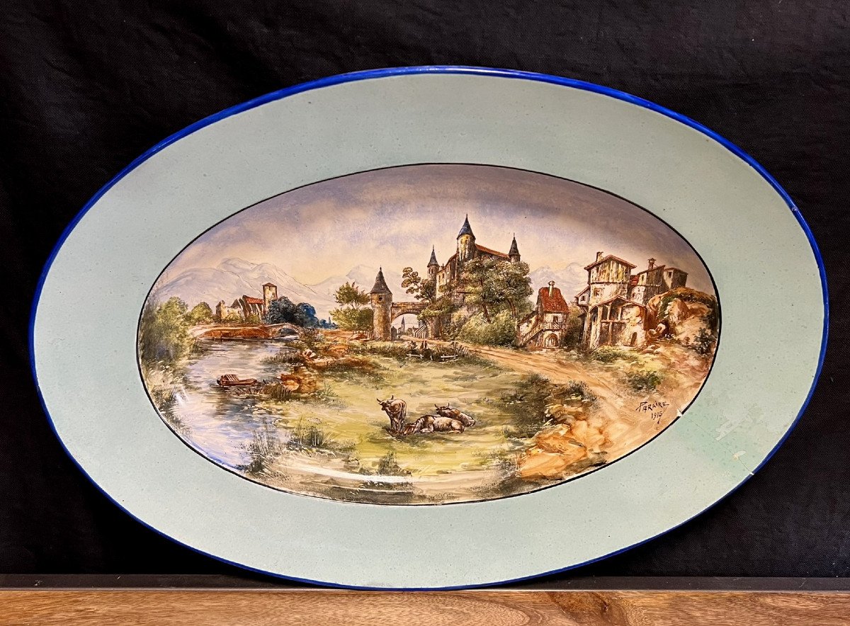 J.vieillard & Cie D.johnston Bordeaux: Very Large Porcelain Dish -photo-1