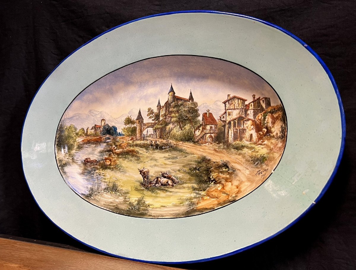 J.vieillard & Cie D.johnston Bordeaux: Very Large Porcelain Dish -photo-3