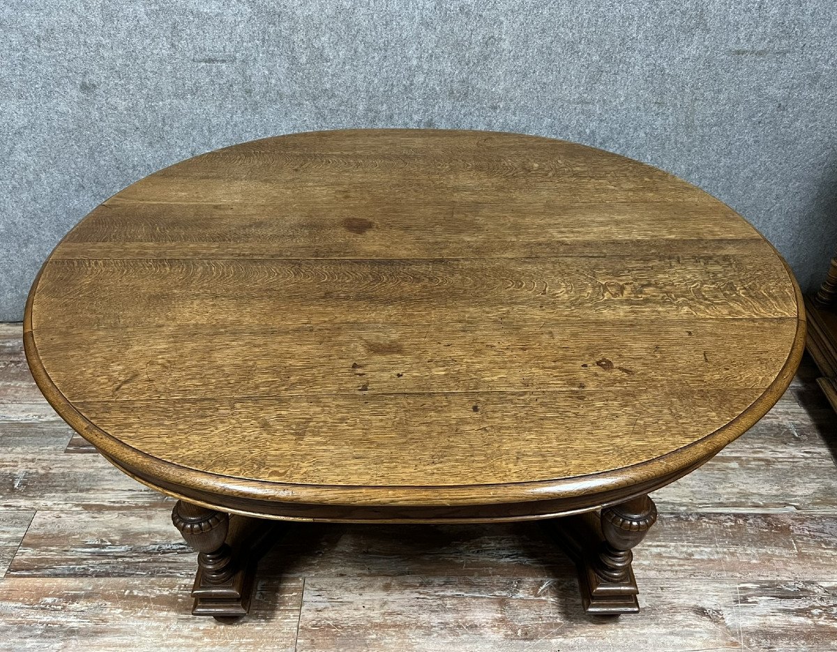 Very Important Renaissance Table In Solid Oak With Extensions Circa 1850 (320 Cm) 