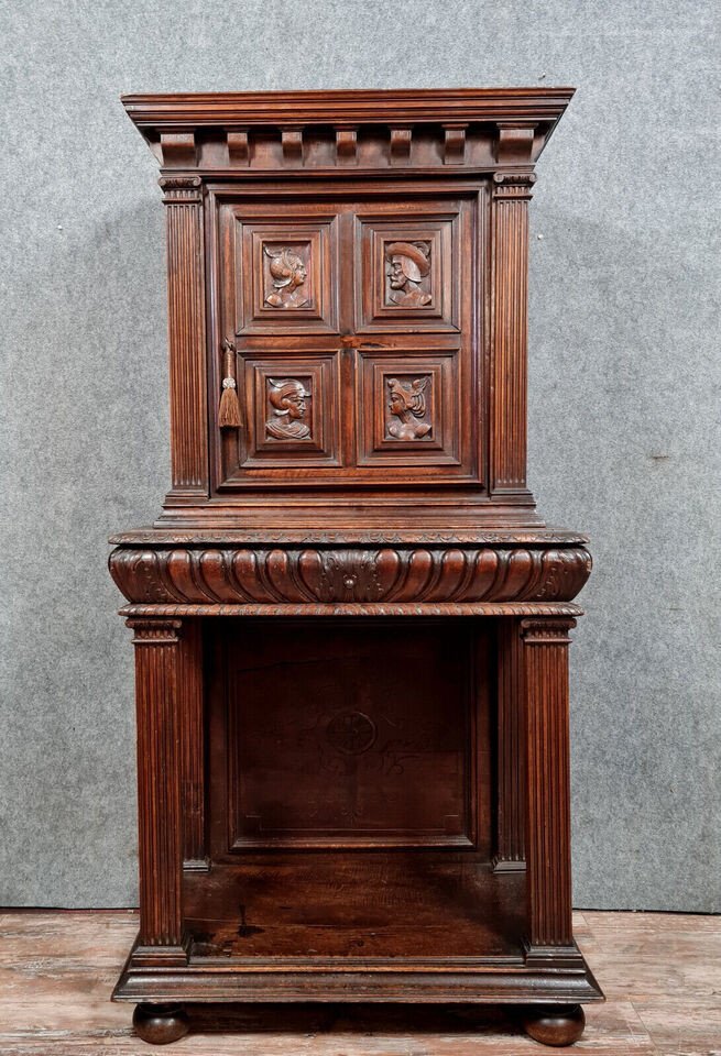 Renaissance Style Dresser Cabinet In Solid Walnut Circa 1700