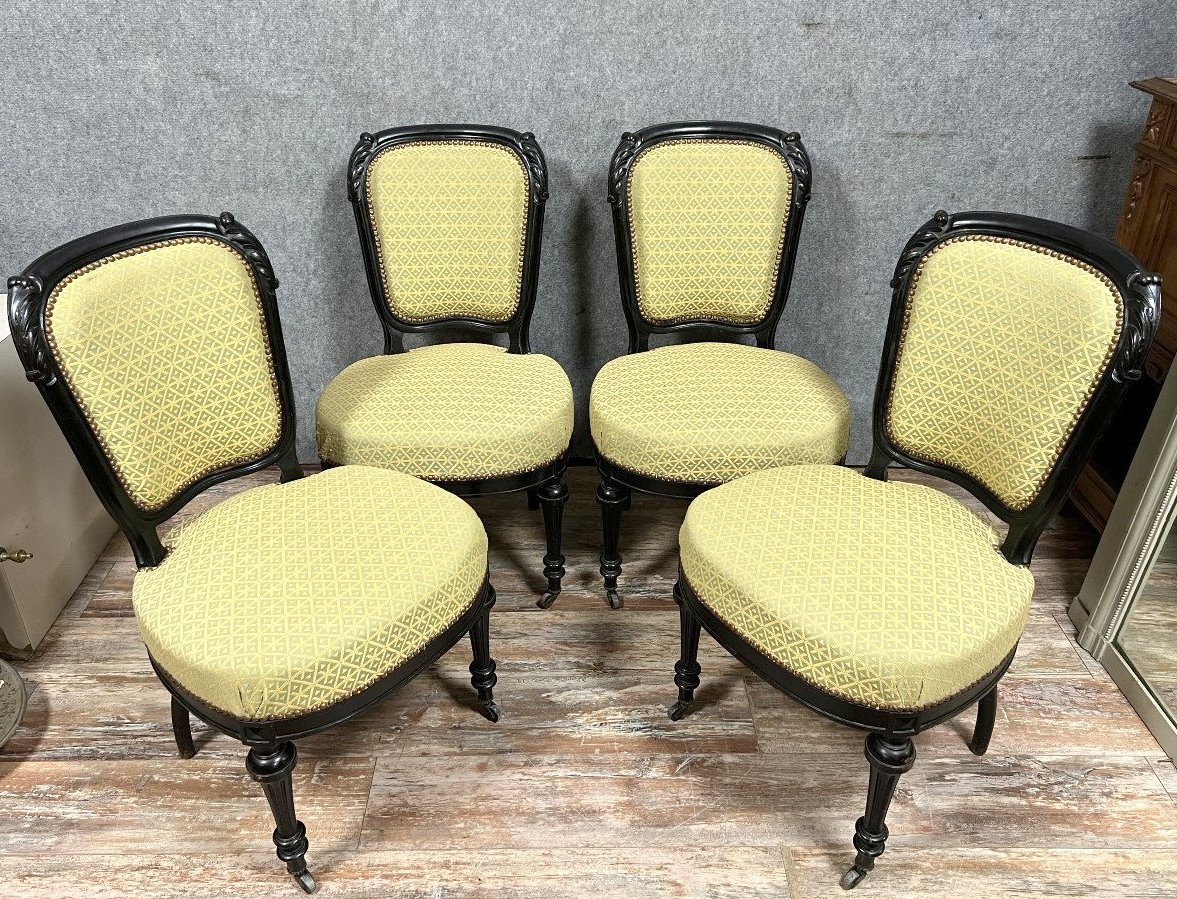 Set Of 4 Napoleon III Period Chairs In Lacquered Wood 
