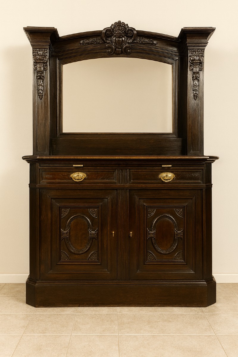 Rare Sacristy Buffet In Blackened Wood, Napoleon III Period 