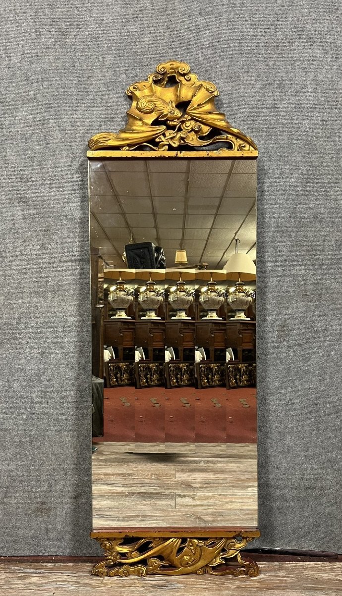 Asia 1900: Gilded And Carved Wooden Mirror  