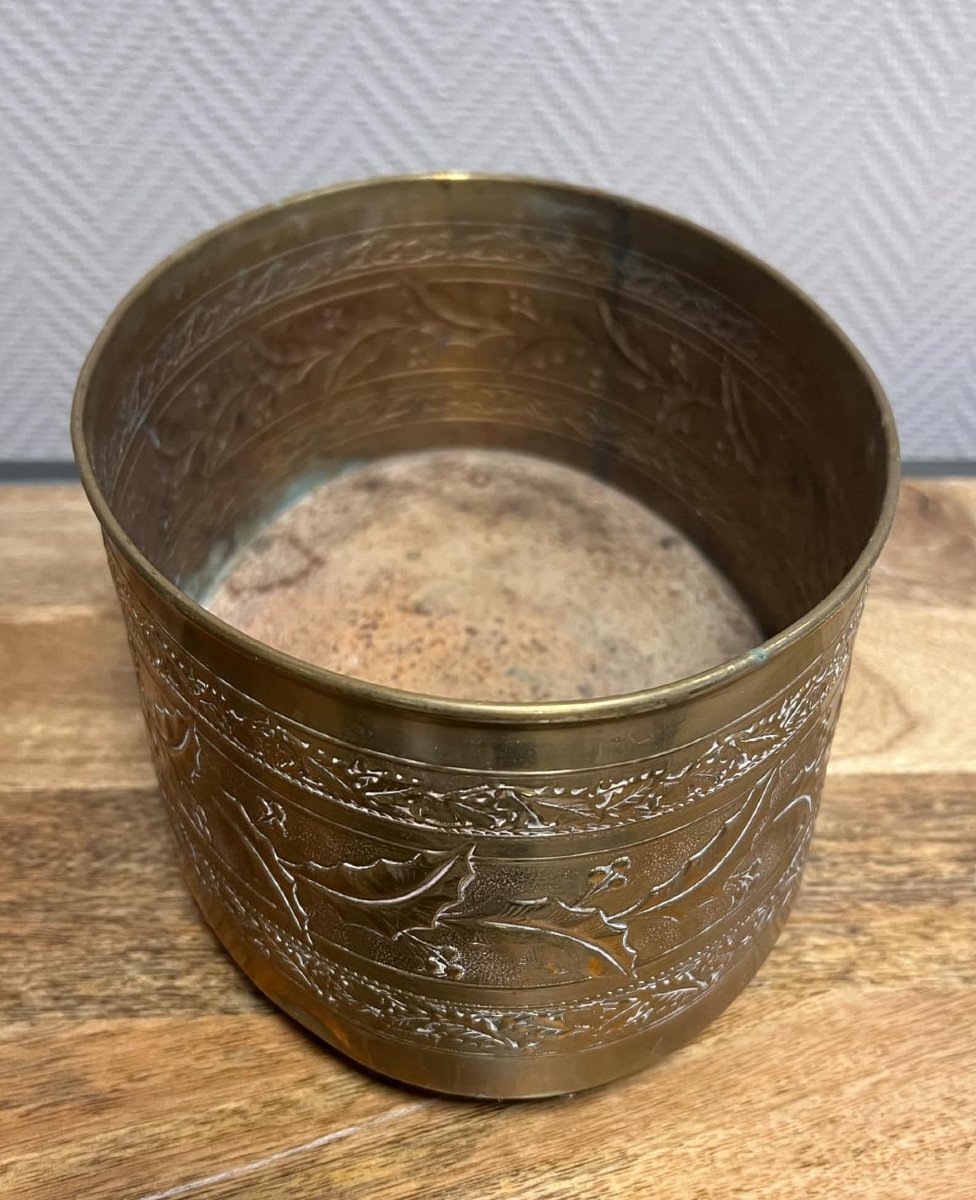 Art Nouveau Period Planter In Embossed Copper -photo-7