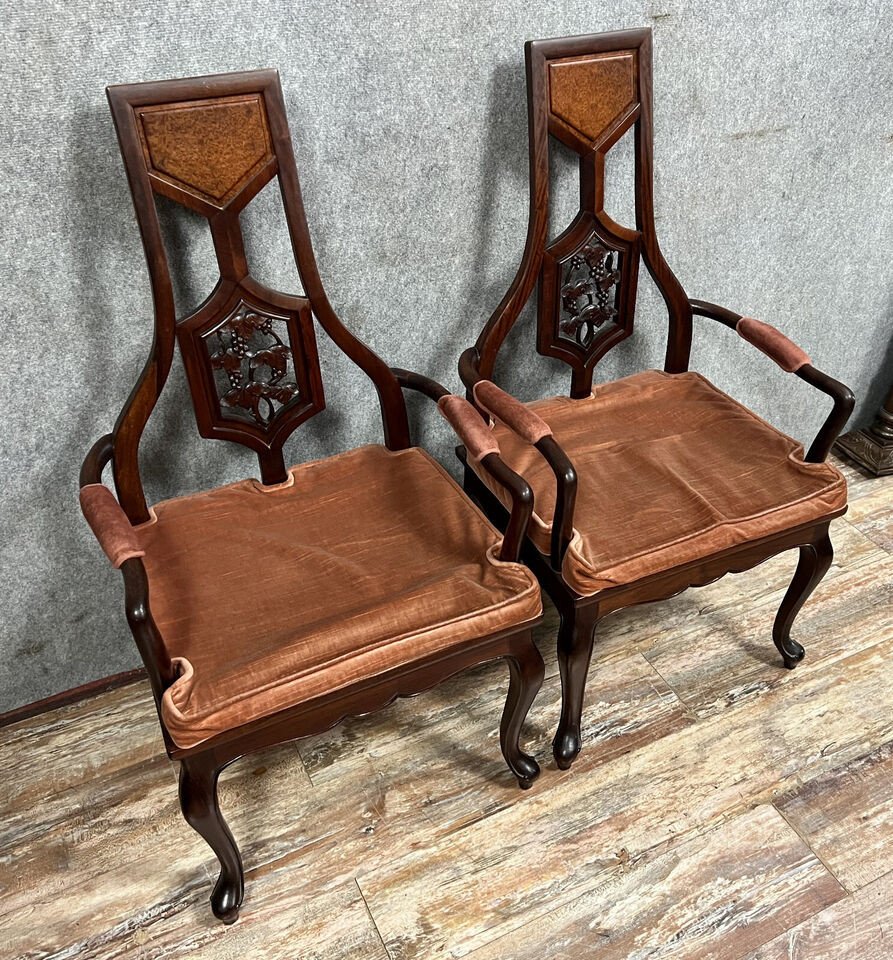 Paire De Fauteuils En Acajou d'époque Napoléon III Vers 1850-photo-1