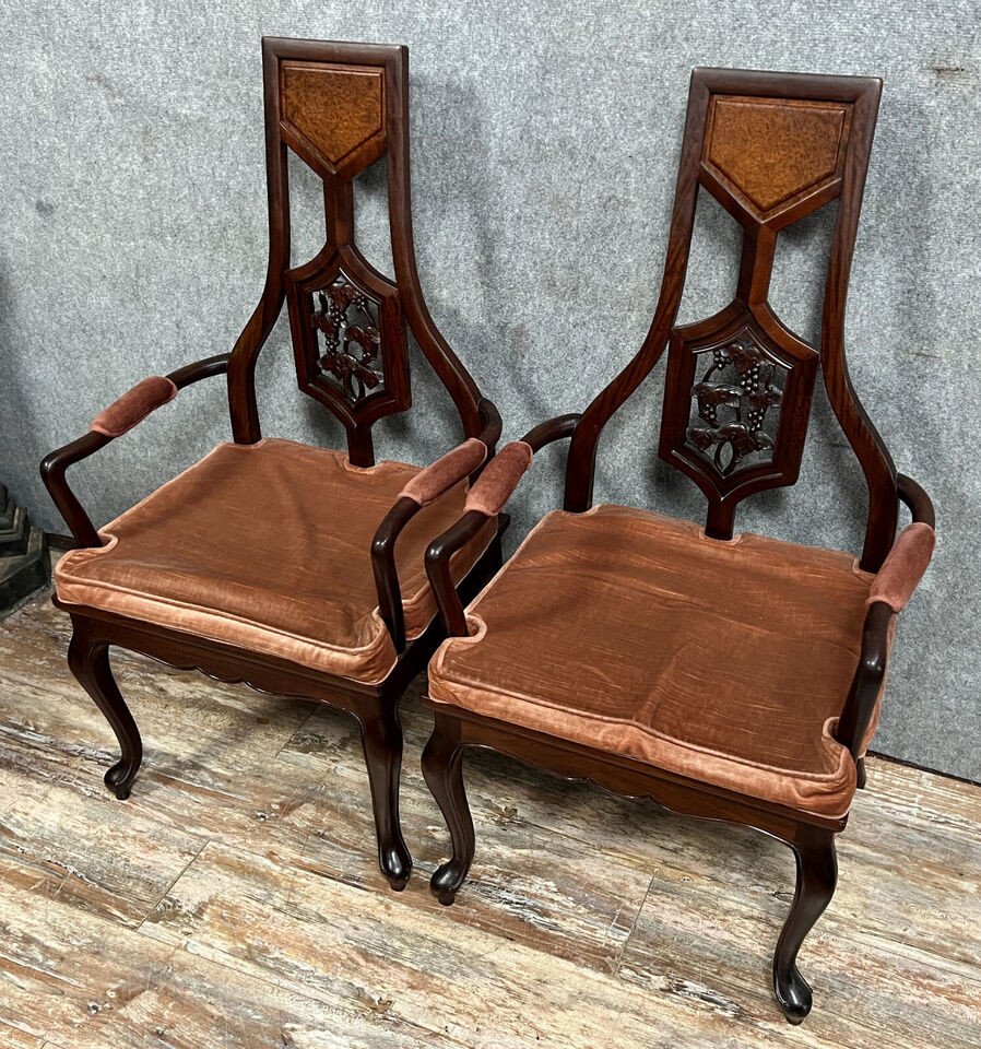 Paire De Fauteuils En Acajou d'époque Napoléon III Vers 1850-photo-2