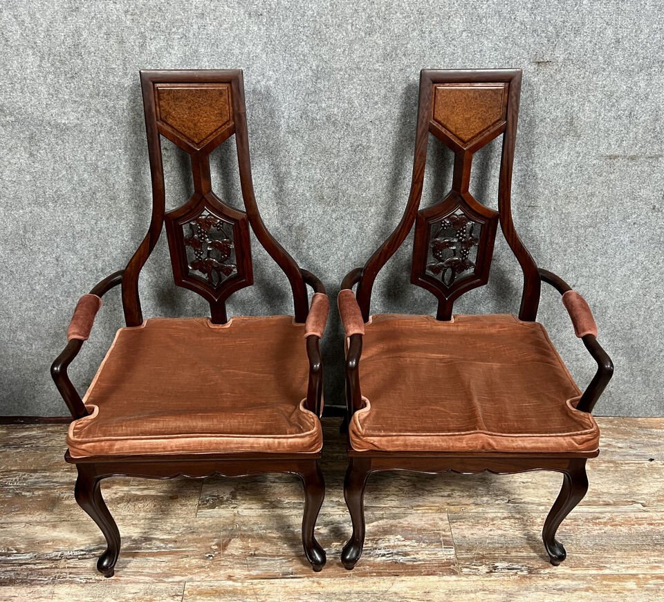 Paire De Fauteuils En Acajou d'époque Napoléon III Vers 1850-photo-4