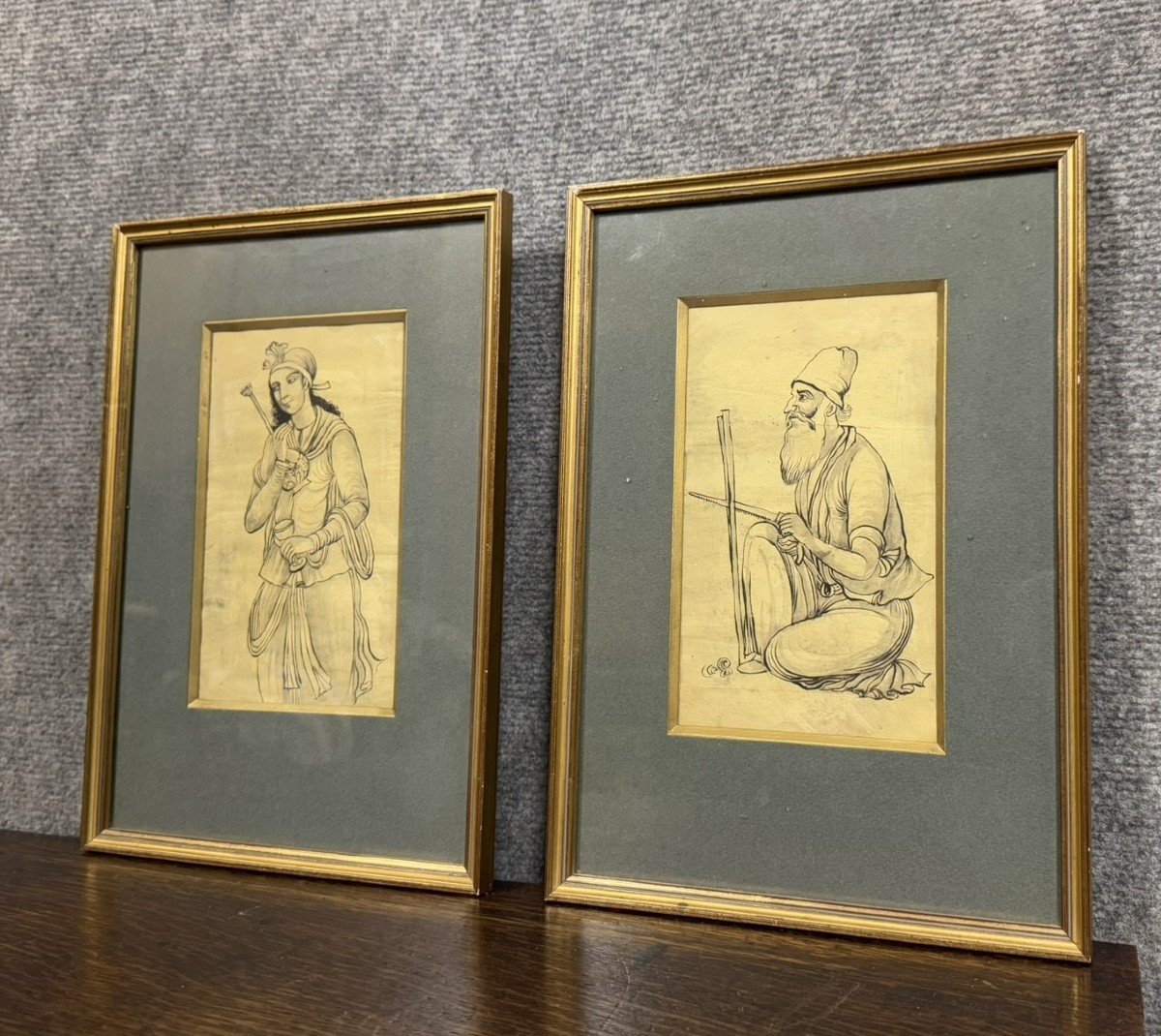 Two Orientalist Inks On Papyrus -photo-3