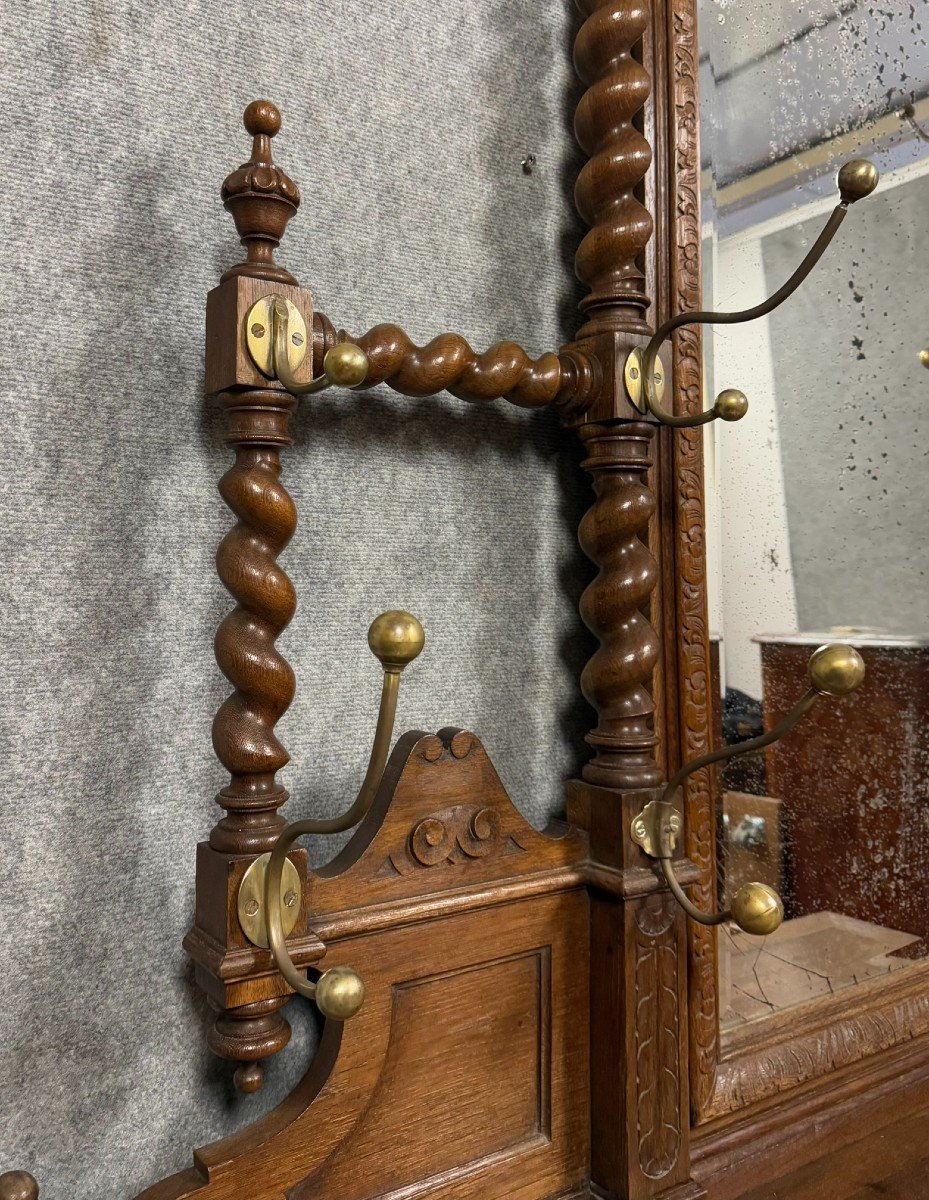 Vestiaire Porte Manteaux De Château Style Renaissance En Chêne Vers 1850-photo-5