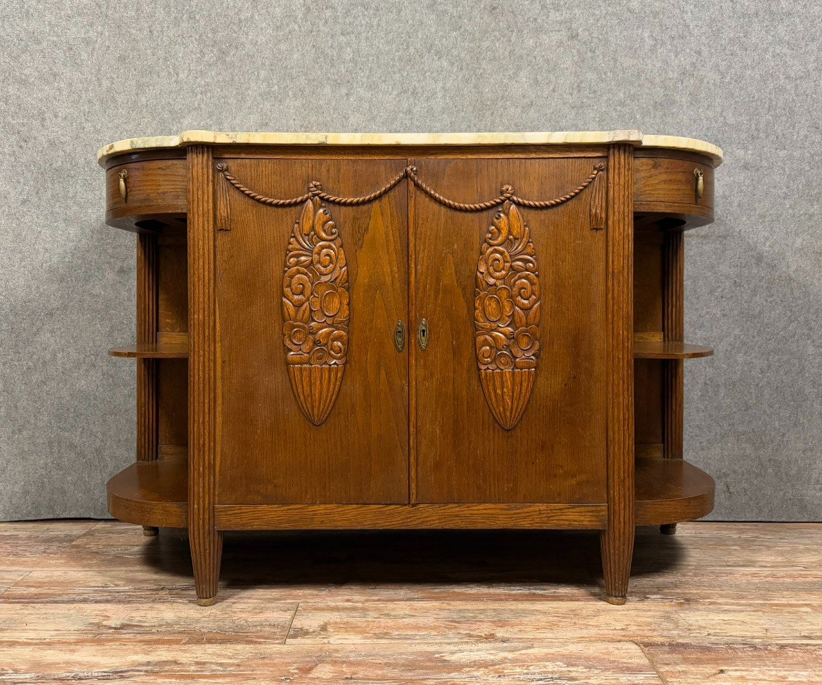 In The Taste Of Dufresne: Art Nouveau Period Oak Buffet Circa 1900