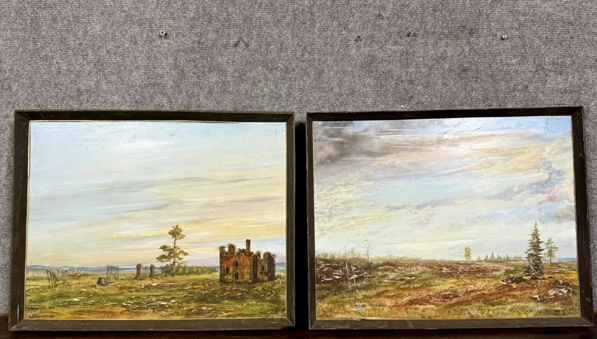 Boris Mitavski (1948): "the Forgotten House" During 2 Russian Paintings Depicting Landscapes 