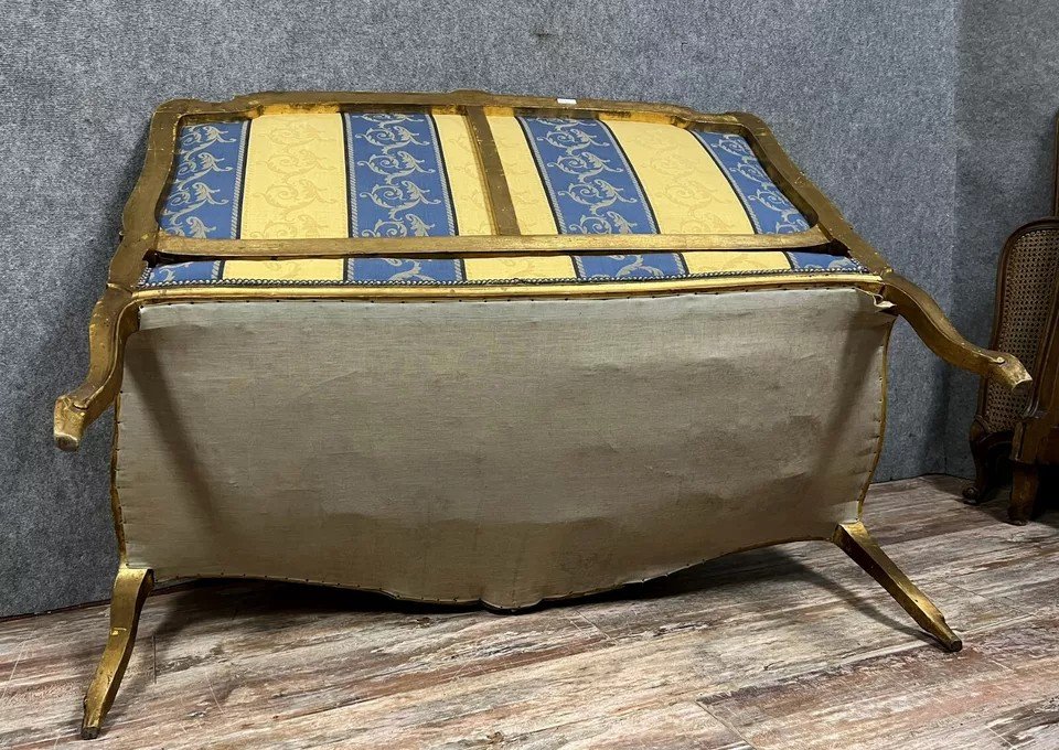 Louis XV Style Bench In Gilded Wood, 20th Century-photo-4