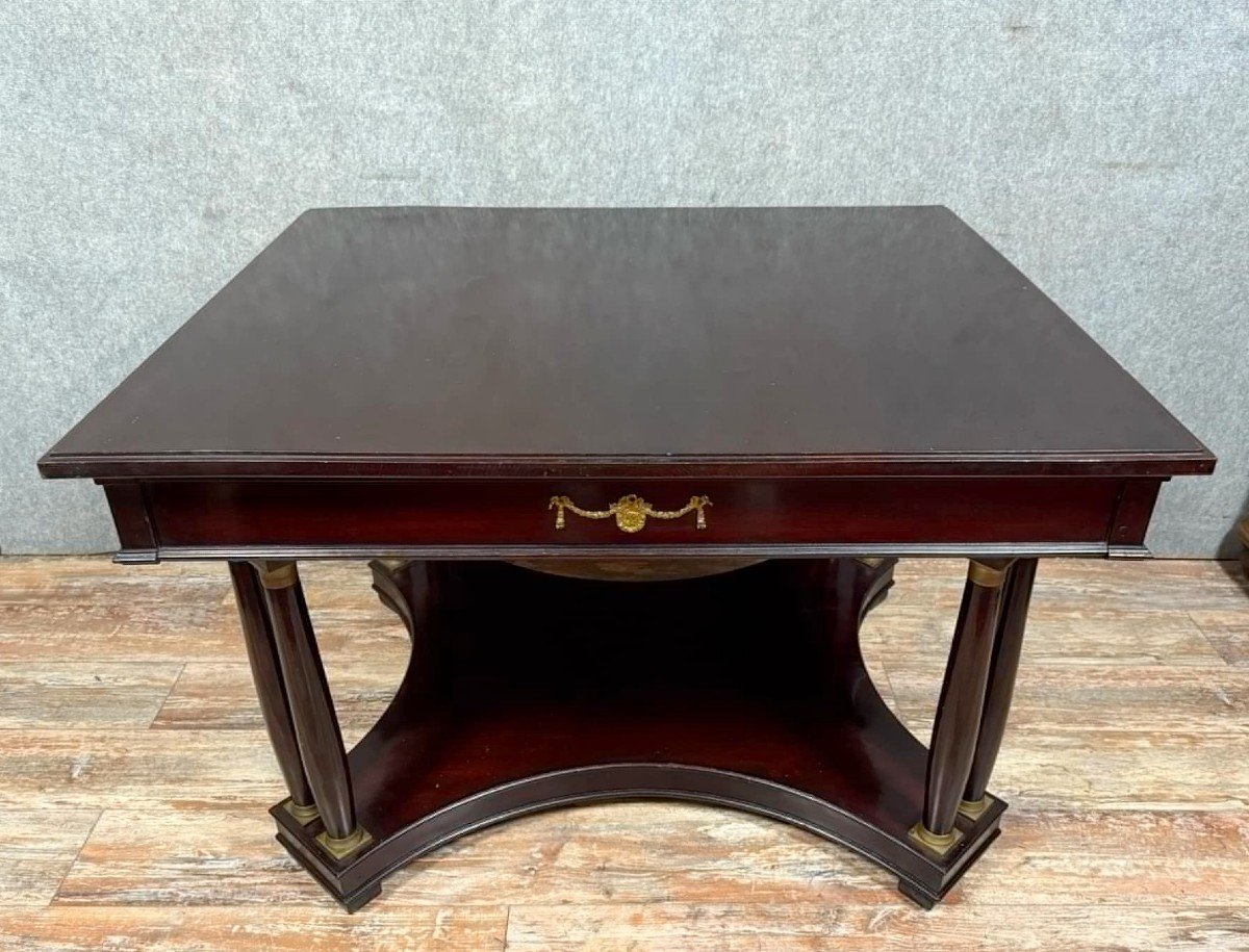 Empire Table With 8 Columns In Mahogany And Gilded Bronze -photo-6