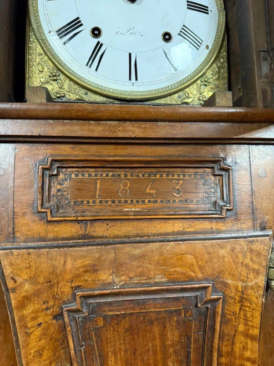 19th Century Longcase Clock In Walnut, Burl And Marquetry -photo-4