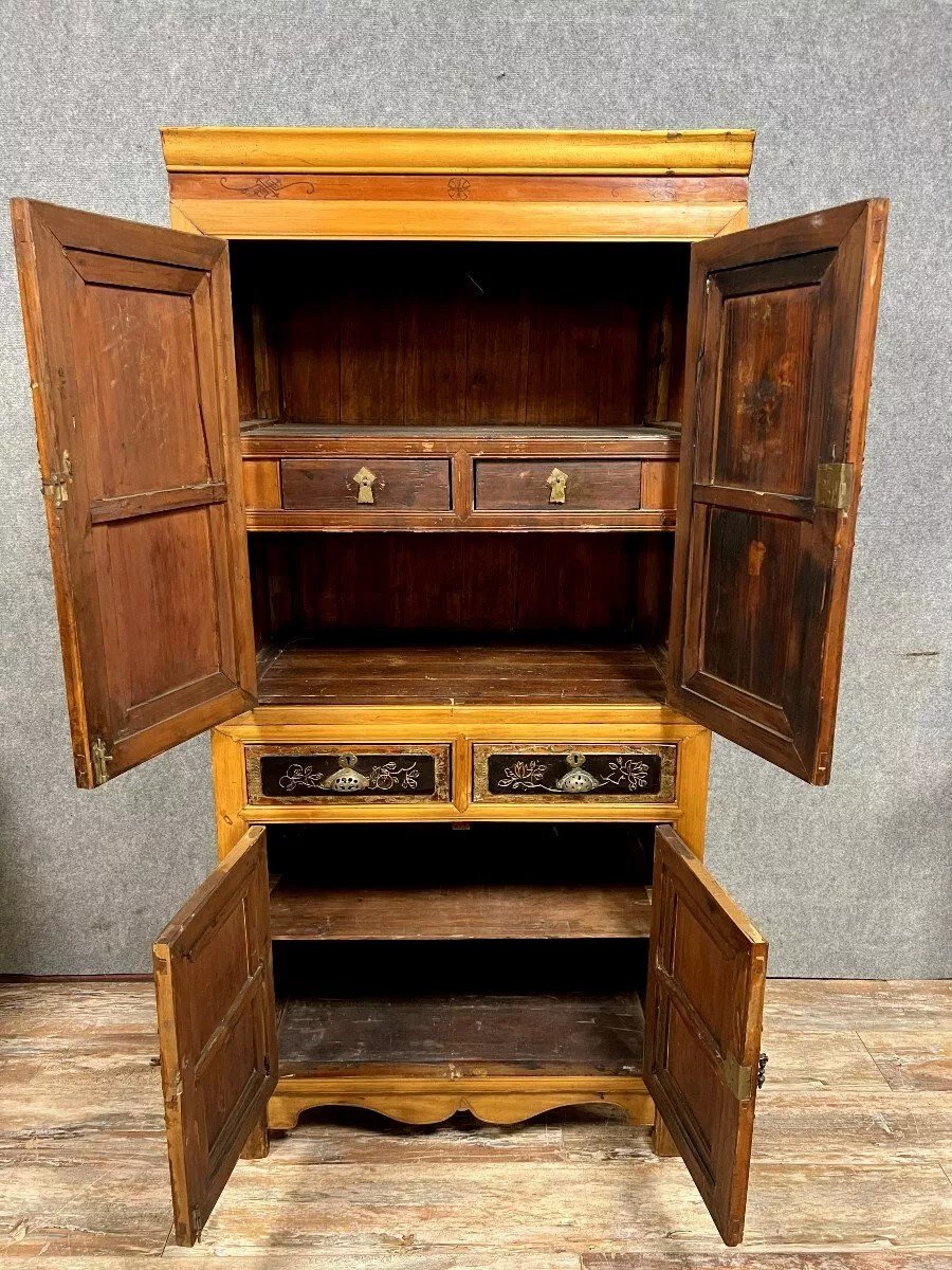 Asia Late 19th Century: Japanese-style Cabinet In Exotic Wood And Lacquer -photo-5