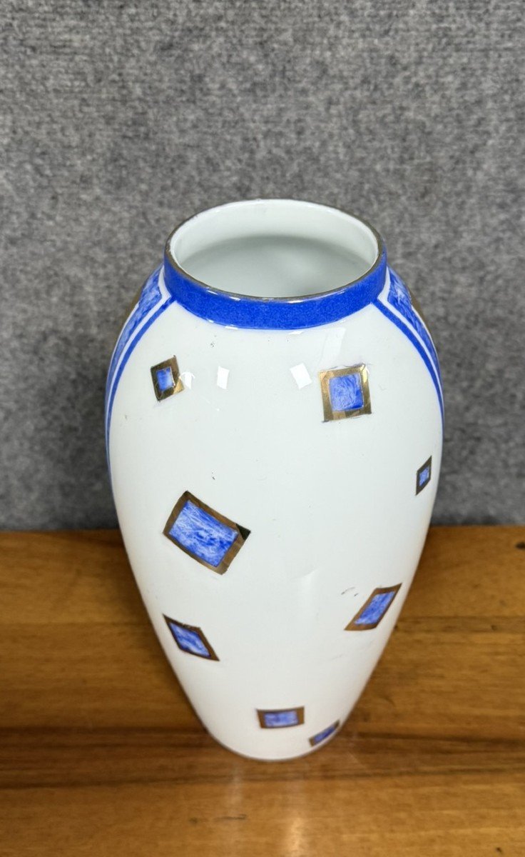Limoges France : Grand Vase En Porcelaine Peinte -photo-4
