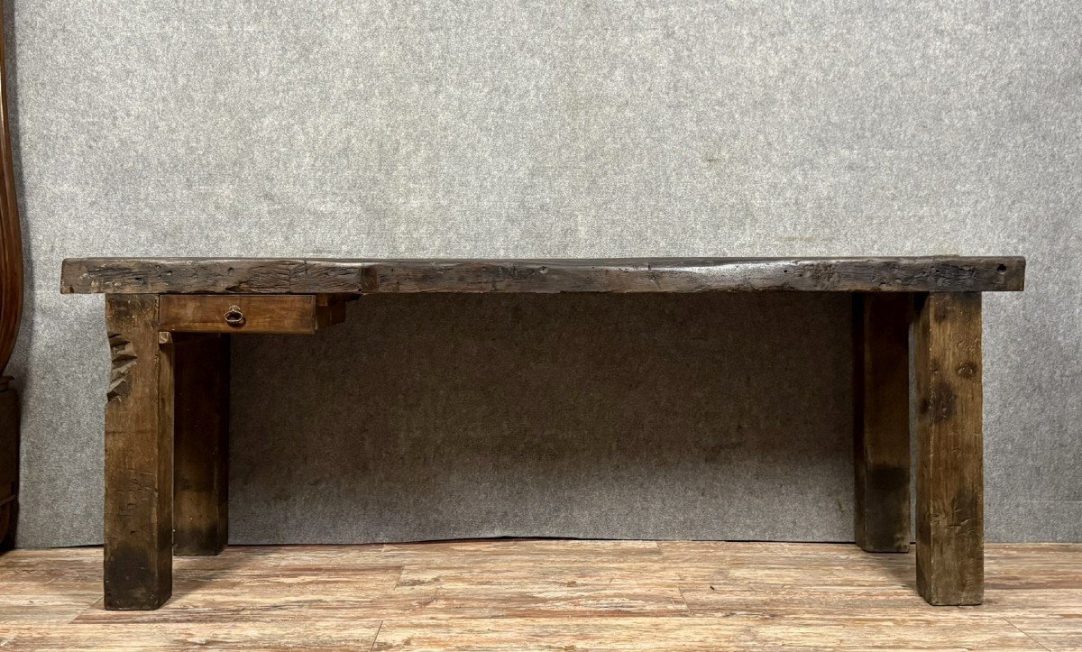 Très Grande Console D’atelier Ou établi En Bois Massif -photo-1