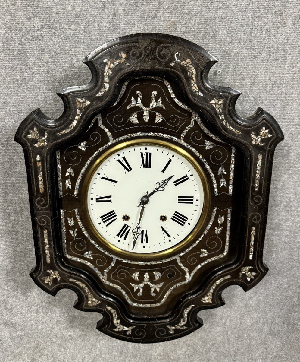 Oeil De Boeuf / Cartel époque Napoléon III En Marquéterie De Nacre -photo-3