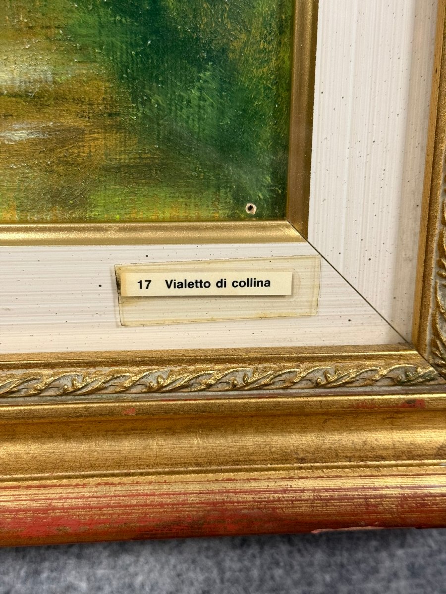 Huile Sur Panneau Figurant Un Paysage Verdoyant  -photo-4