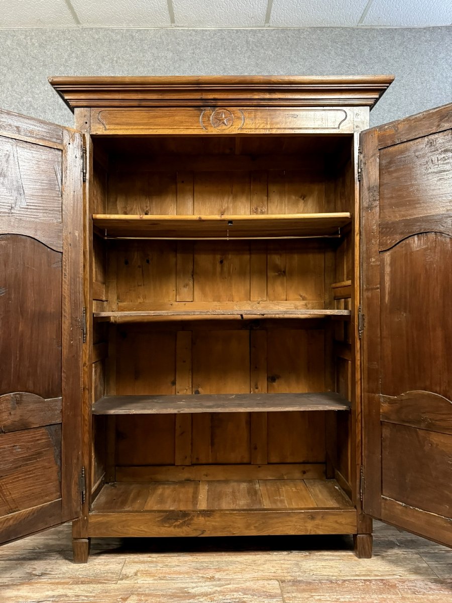 Louis XVI Period Wardrobe In Solid Walnut -photo-3