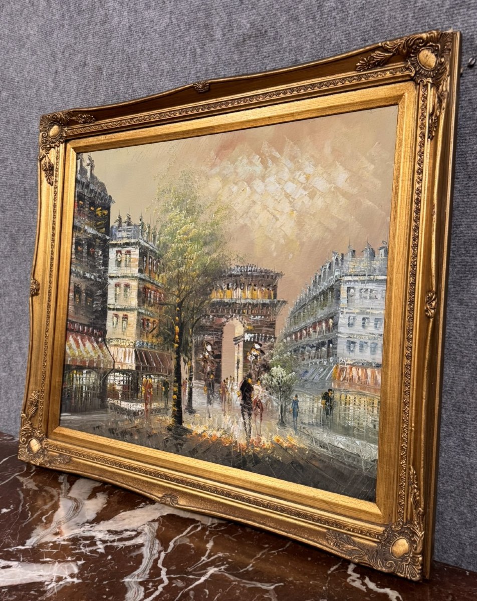 Huile Sur Toile l'Arc De Triomphe A Paris -photo-6