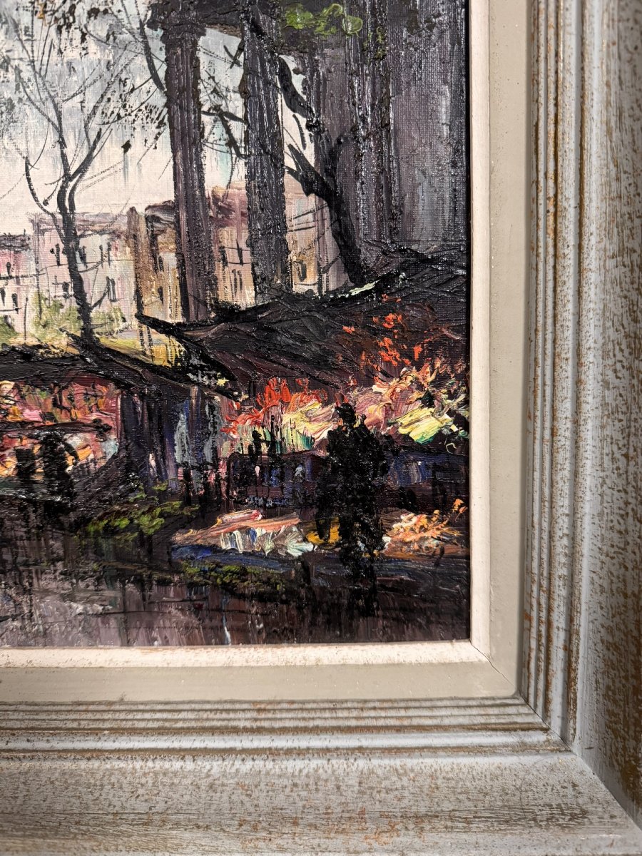 Tableau Huile Sur Toile Vue De Paris Signé -photo-4
