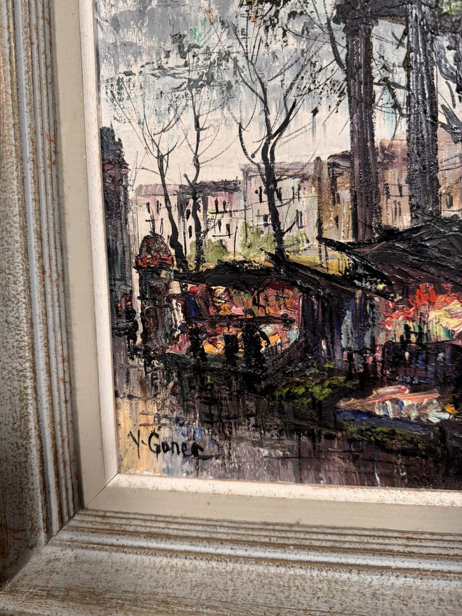 Tableau Huile Sur Toile Vue De Paris Signé -photo-5
