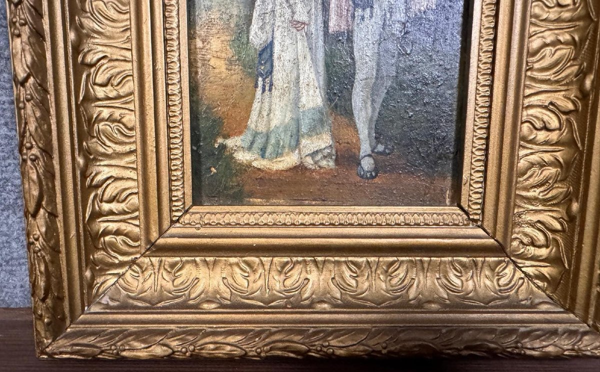 Oil Painting On Panel, 19th Century, Signed -photo-6