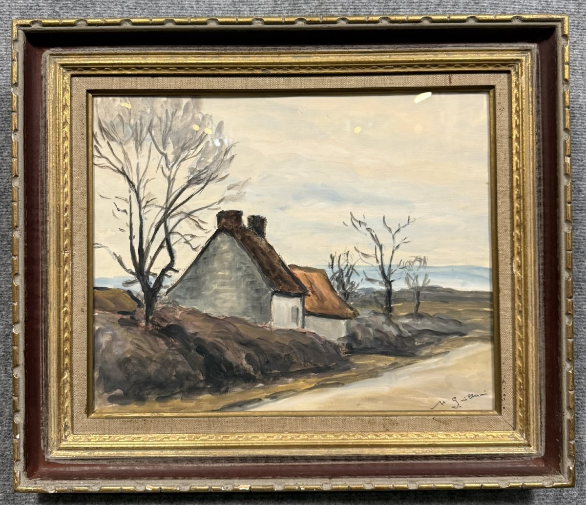 Guillermin M. : Huile Sur Panneau Paysage De Campagne-photo-3