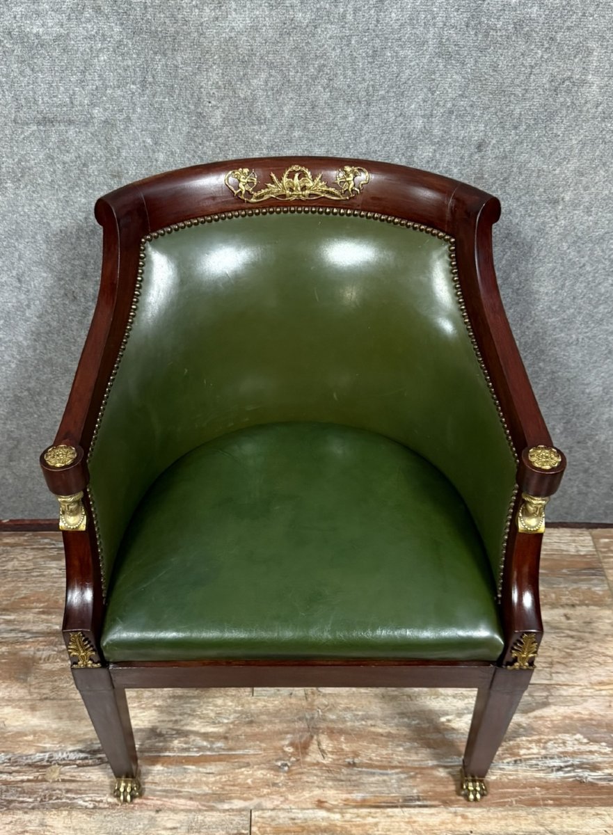 Fauteuil De Bureau d'époque Empire En Acajou-photo-1