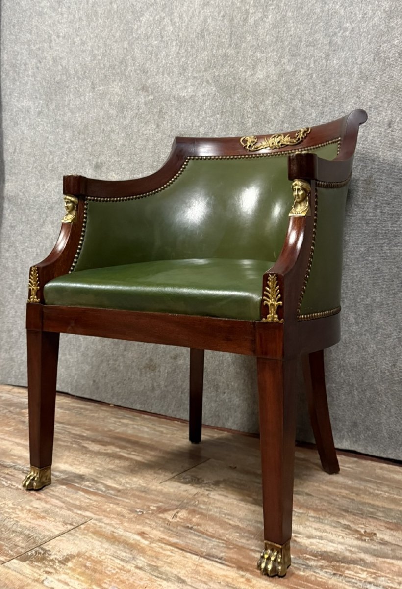 Fauteuil De Bureau d'époque Empire En Acajou-photo-2
