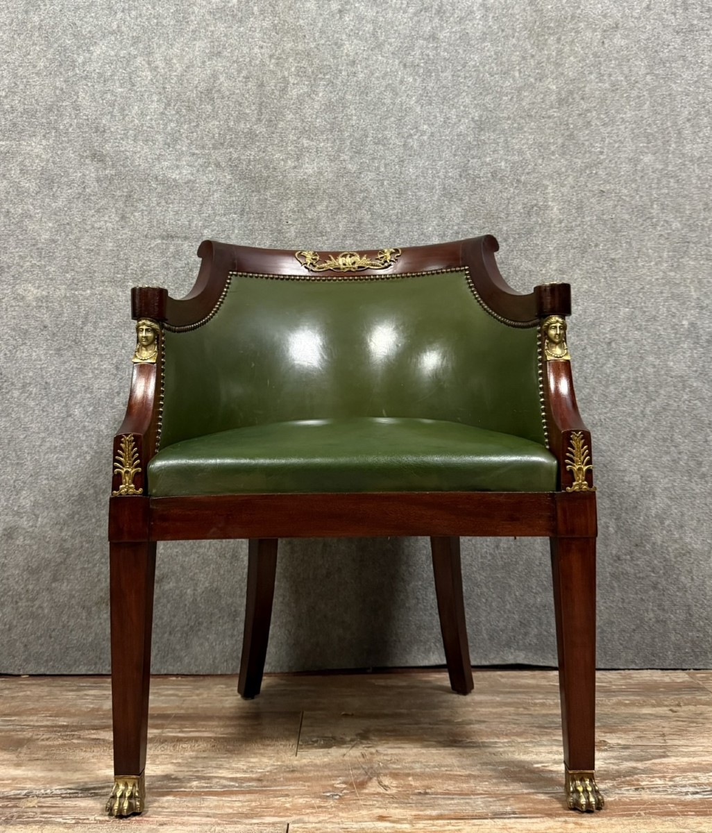 Fauteuil De Bureau d'époque Empire En Acajou