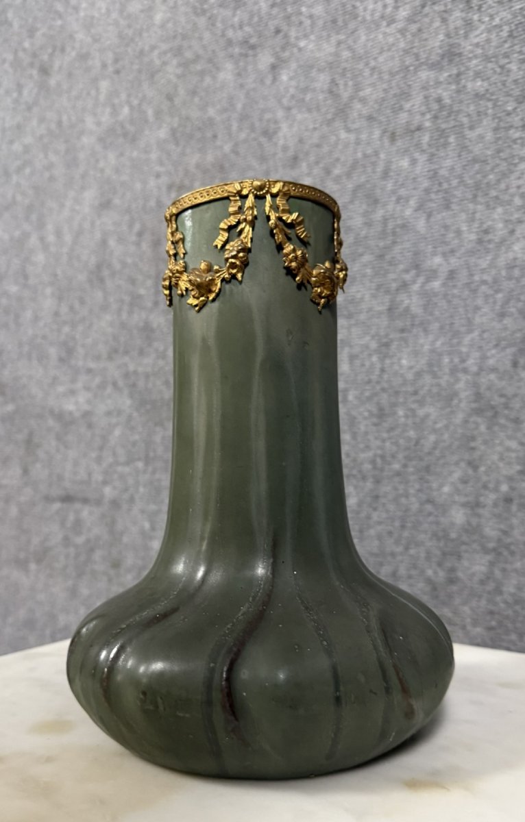 Denbac: Ceramic And Gilt Bronze Vase, Art Nouveau Period -photo-3