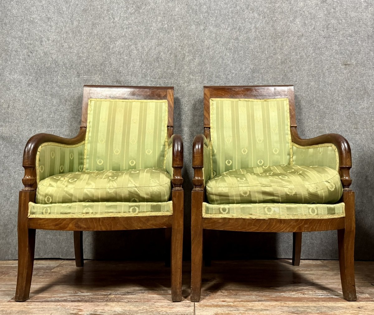 Pair Of Empire Period Bergeres In Mahogany -photo-1