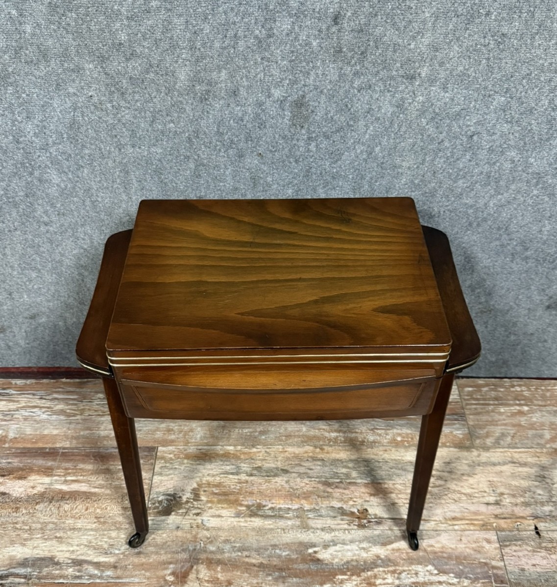 Vintage Stained Wood Work Table Trolley Serving Table 