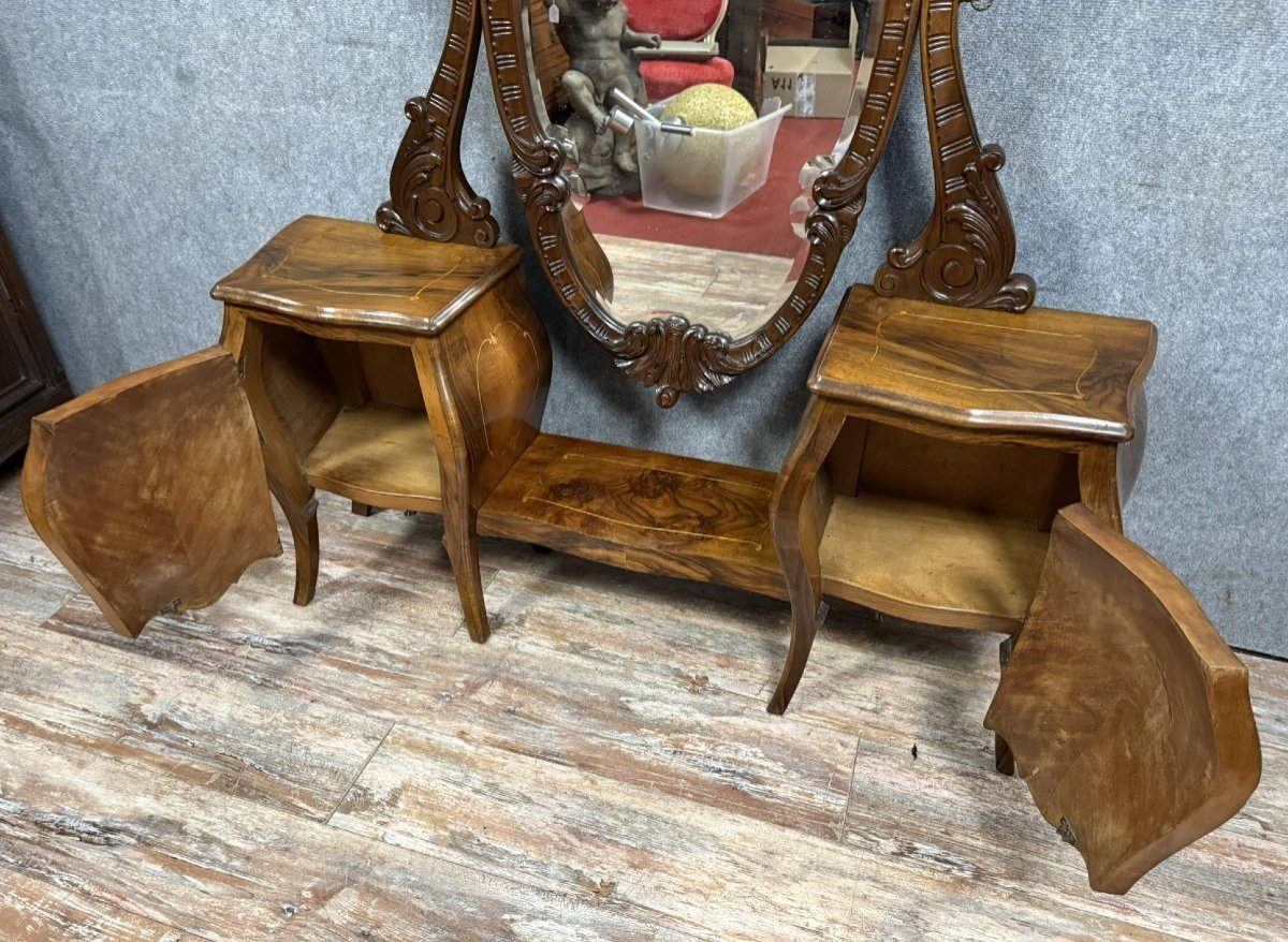 Venetian Louis XV Style Marquetry Psyche Cabinet -photo-3